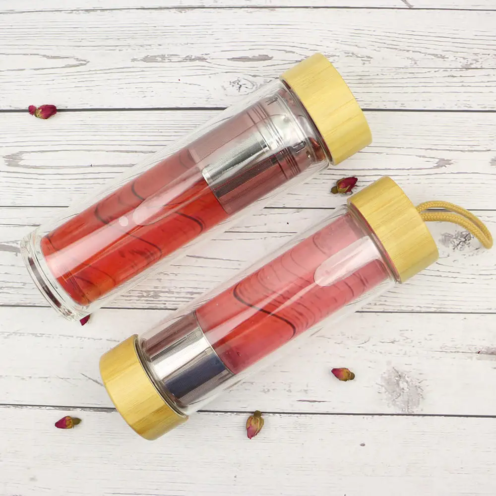 Wholesale Price Double Wall Manufacturers Crystal Water Bottle Professional Infuser Glass Tea Bottle