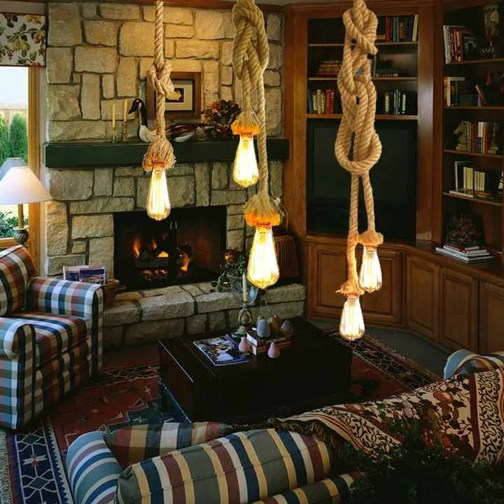 LED Vintage Hanging Edison Light Hanging Ceiling Decoration Pendant Light Twine Ceiling Lights