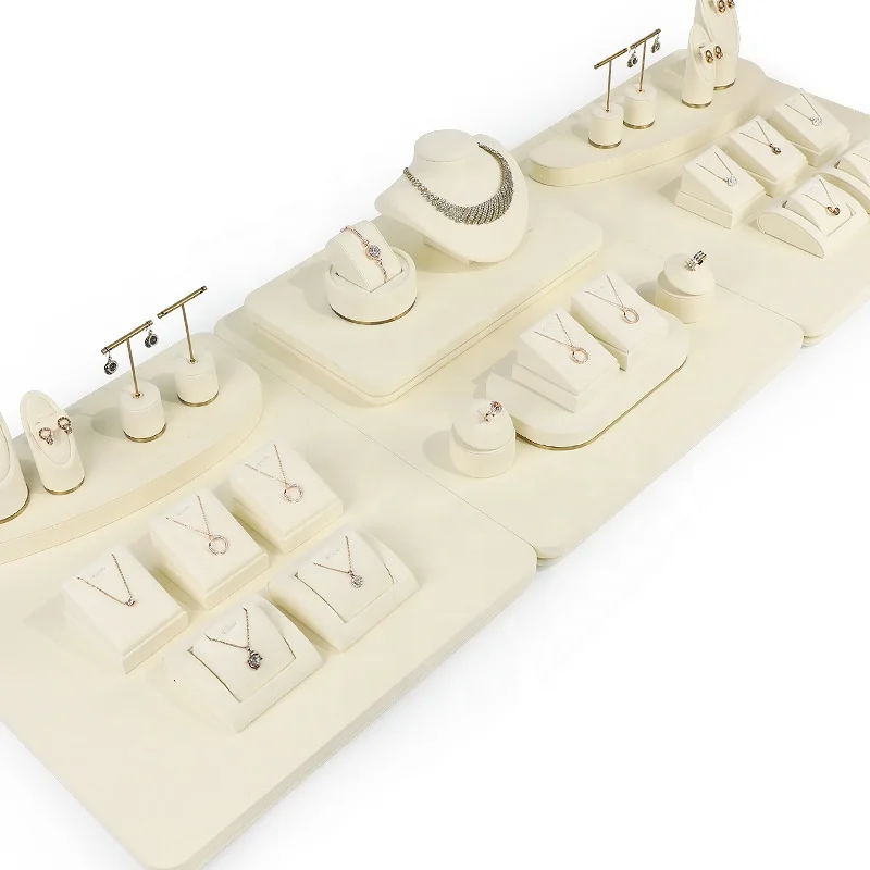 High-end necklace display stand beige white ultra slim hand bracelet tray jewelry counter display props jewelry display stand