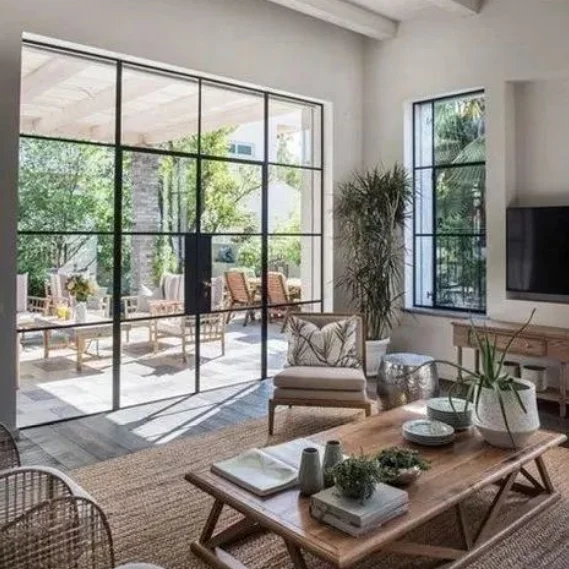 Под заказ главный вход металлическая защита внешний дизайн вход черная кованая стальная дверь термический разрыв стальные окна