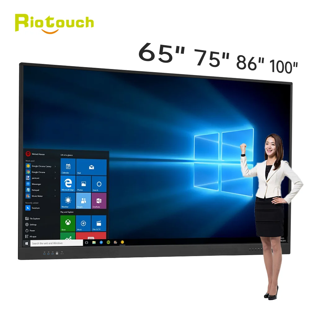 Riotouch 65 75 86 100 110 inch Android 4K Digital Flat Panel Meeting Whiteboard Smart board for Teaching interactive board