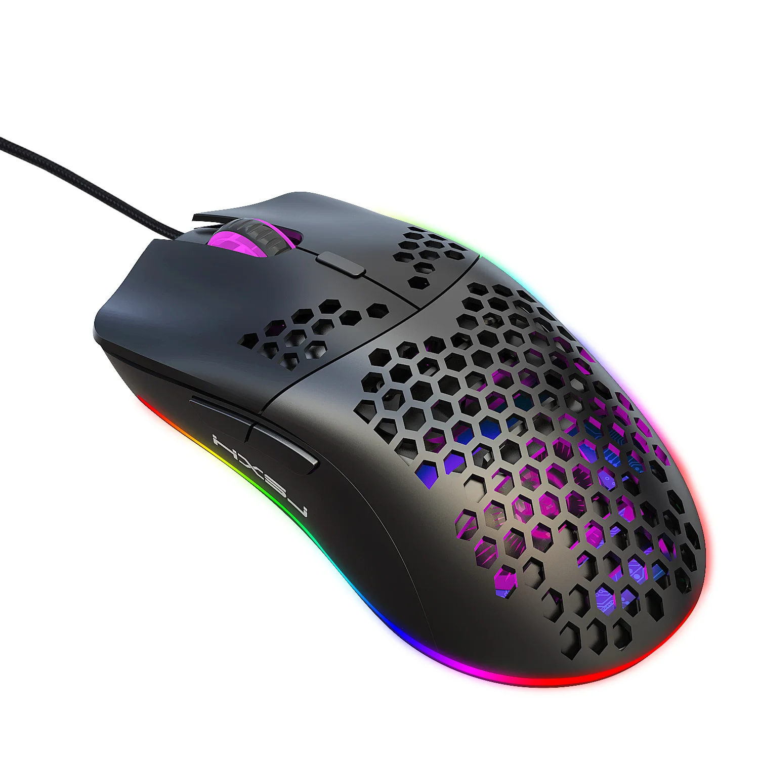  Проводная игровая мышь HXSJ J900 с подсветкой RGB геймерские мыши шестью регулируемыми точек на дюйм полая эргономичной конструкцией в виде
