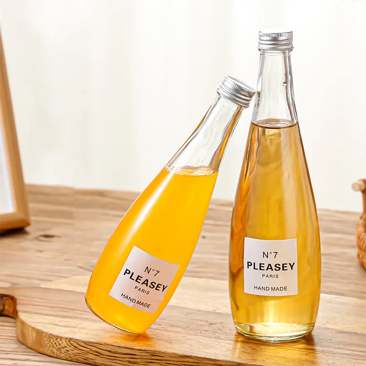 Transparent Juice Glass Bottle Juice Water Carbonated Alcoholic Milk Glass Beverage Bottle
