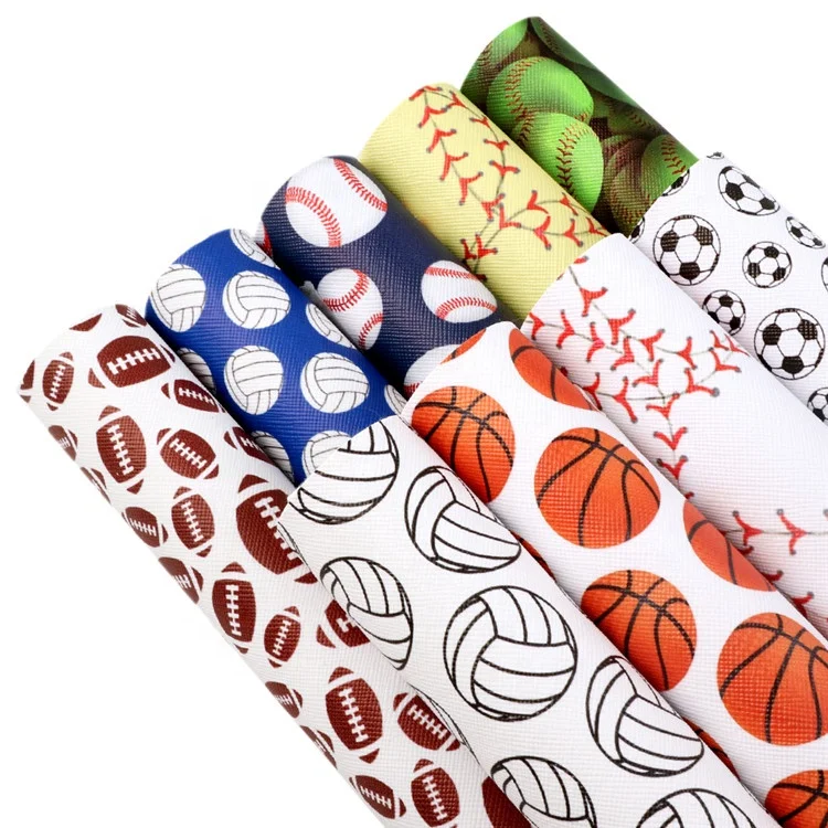 9pcs/set Custom Football Sports Printed Faux Synthetic Leather Sheets 80485