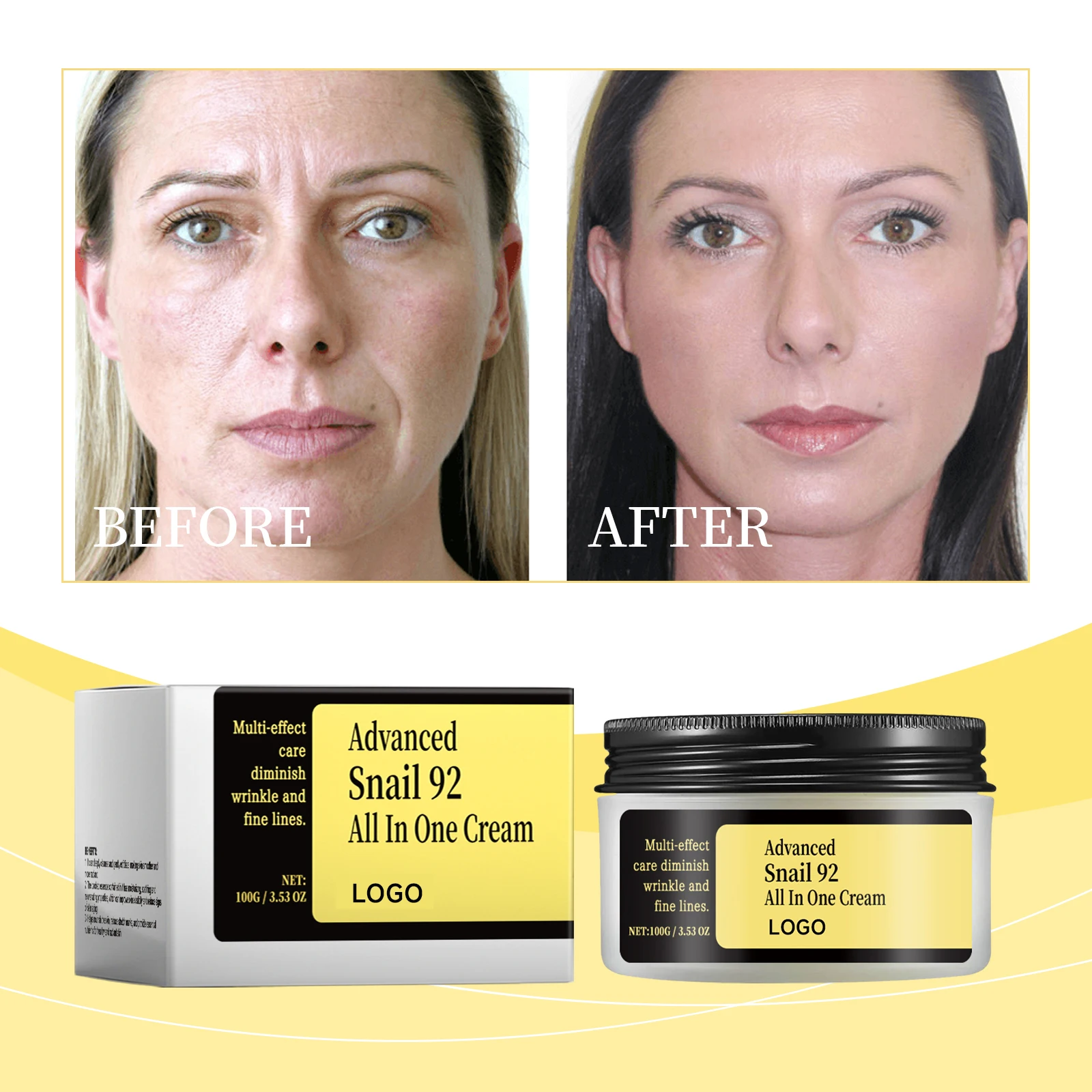 Multieffect Repair Snail Face Cream Anti Aging Remove Wrinkles Skin Care Intense Moisturizing Advanced Snail 92 All in One Cream