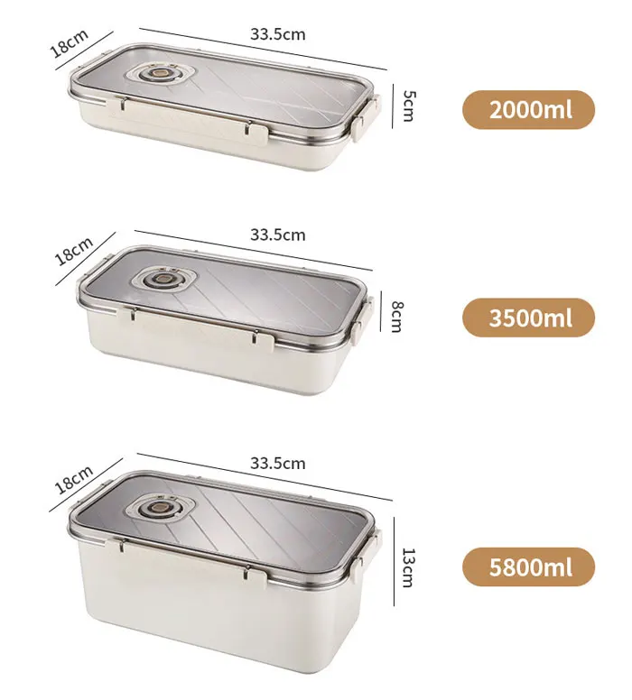 3.5L-Large Capacity Dumpling Box Airtight Food Container Freezer Storage Sealed Boxes  Stainless Steel Crisper Box