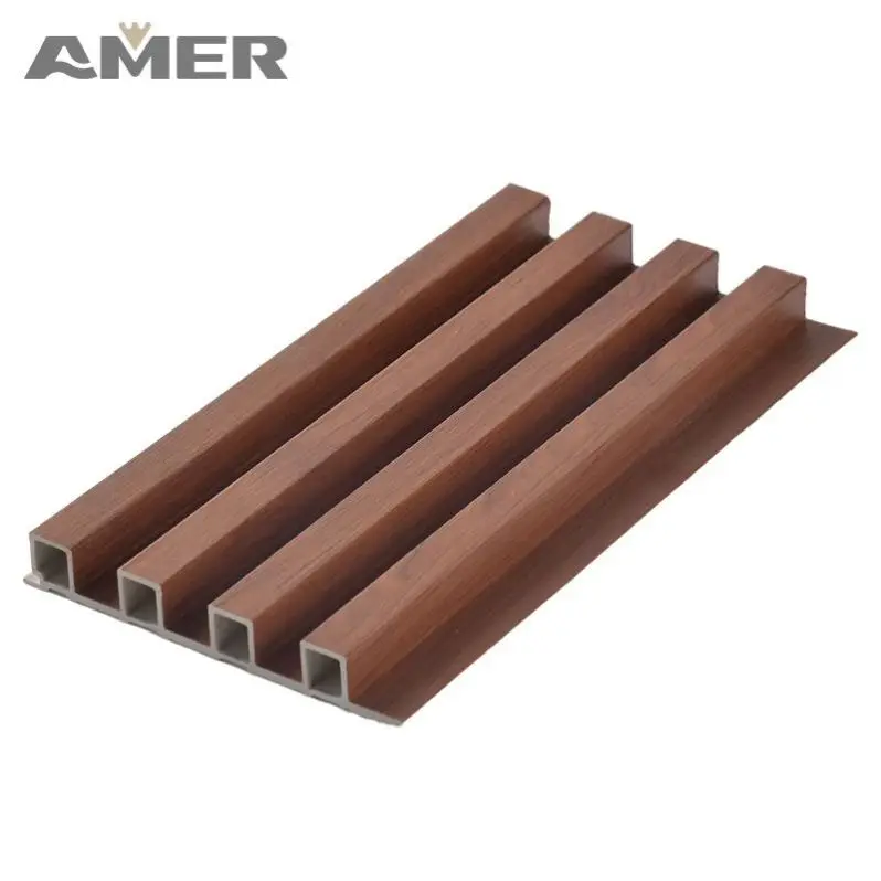 Amer Factory Price Mediterranean Style Babies And Kids Indoor Wpc Fluted Wood Interior Wall Panel