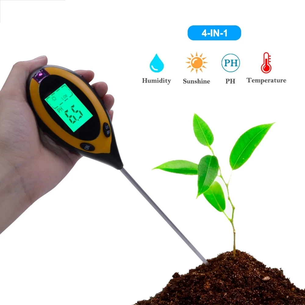 High precision temperature sunlight moisture 4 in 1 soil ph meter
