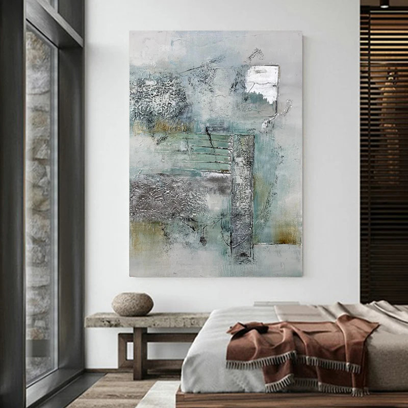 Wall Picture Textured Canvas Abstract Abstract Art Silver foil Painting for Home Decoration