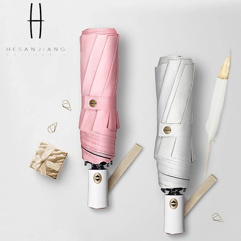 Custom logo automatic open windproof umbrella 3 folding black uv coating explosion-proof umbrella for adults