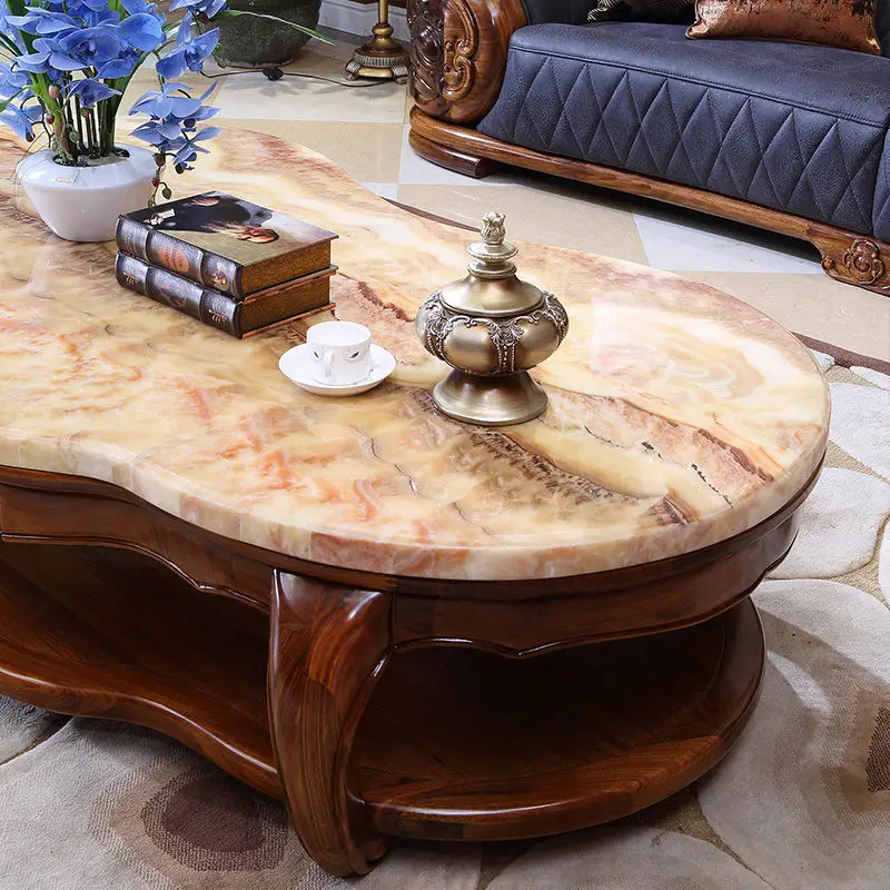 European style african ebony wood antique coffee table furniture wooden coffee table marble coffee table TV cabinet