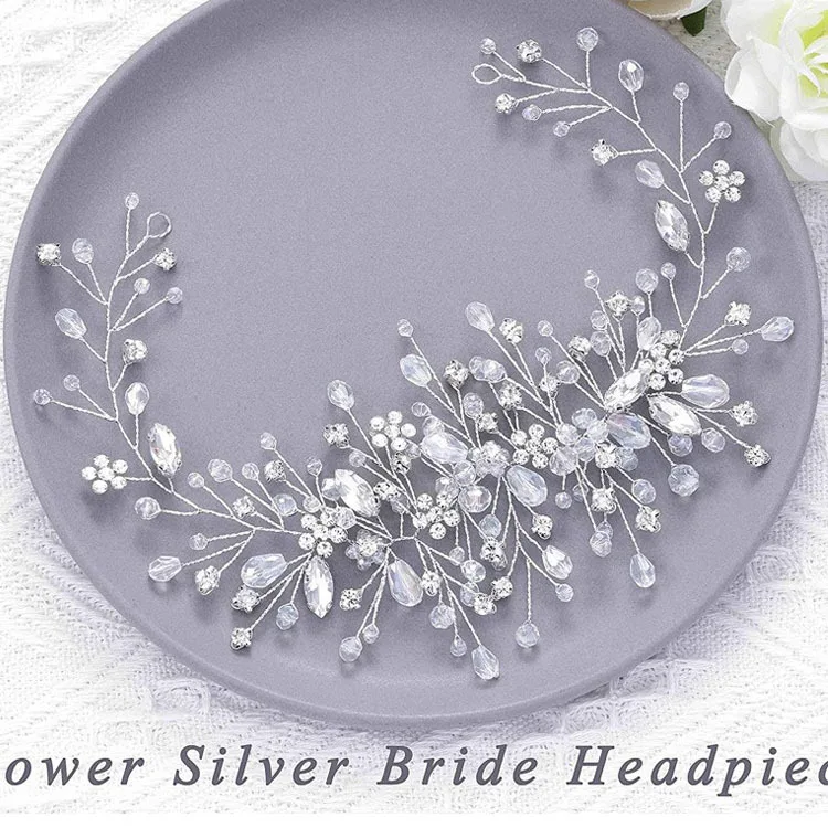 Bride Crown Princess Austrian Crystal Wedding Hair Girl Tiara Crown Bride Flower Comb Ball Veil Headband