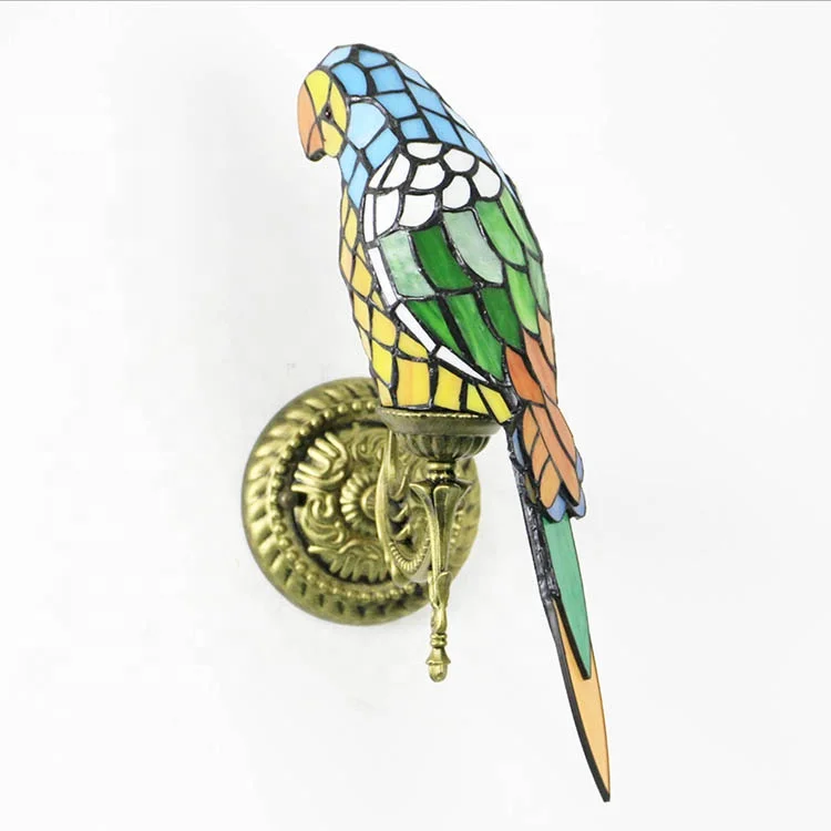 LongHuiJing Tiffany style Bird Stained Glass Wall Lamp Antique Wall Sconce lights Retro Corridor Balcony Aisle lamps