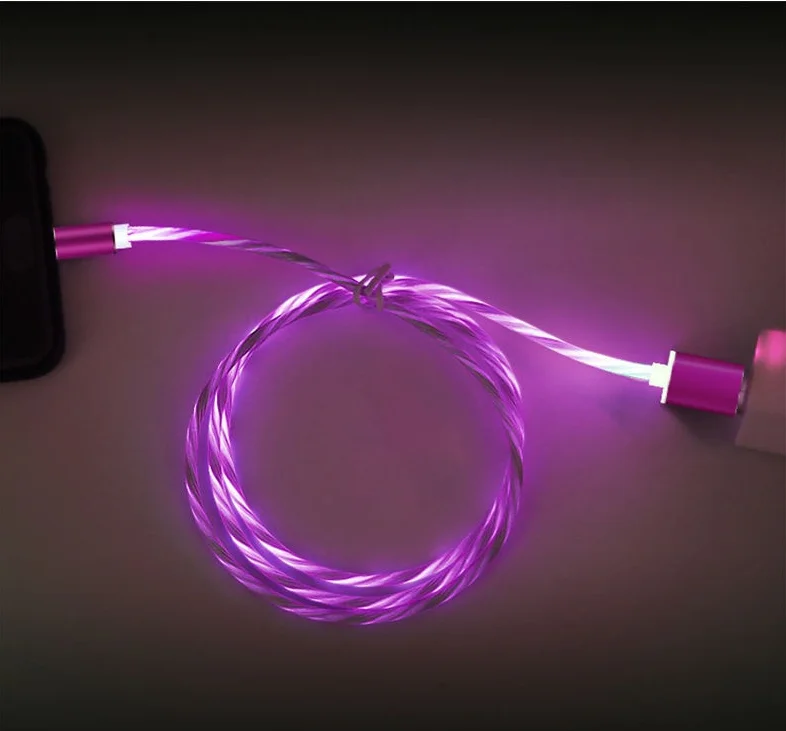 Drop Shipping Bulk Order 30% Off 3 in 1 Glowing Magnetic USB Charging Cable LED Streamer USB Charger Cable
