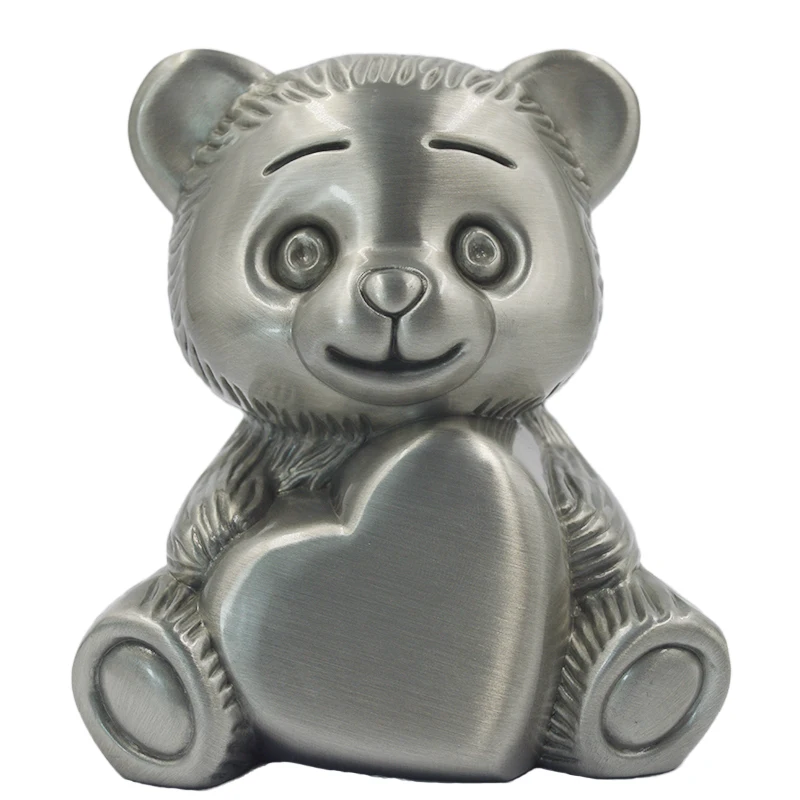 Home Decoration Christmas Birthday Gift Metal Lovely Bear Money Bank  Alloy Piggy Bank Coin Bank