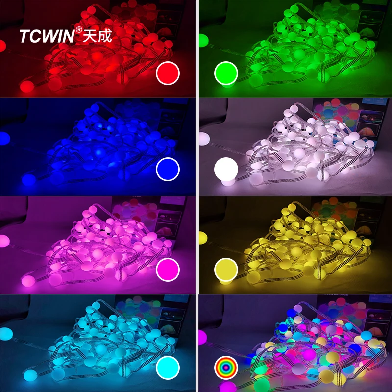 Globe Fairy String Lights with BT Music Control&TUYAWIFControl 5M50LEDS 10M 100LEDS DIY ShapeLights for Party Room Wedding