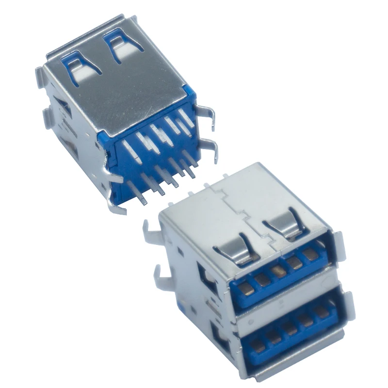 Factory direct sale 18Pin USB connector 3.0 dual  straight DIP type A hemming corner female style socket
