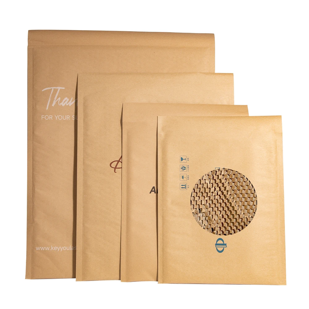 Wholesale Custom Recycled Cushion Padded Protected Paper Envelope Shipping Honeycomb Kraft Paper Bag Kraft Paper Mailer Honeycomb