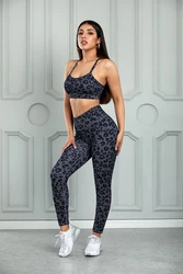 Custom Logo Sexy Leopard Tie Dye Sports Wear Fitness Gym Outfit Yoga Set Women Workout