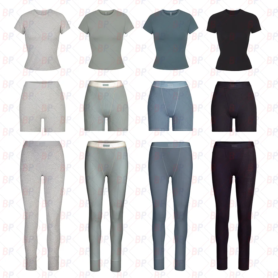 Женская футболка и леггинсы, эластичная хлопковая футболка в рубчик, одежда для отдыха, комплект из двух предметов, осень 2022