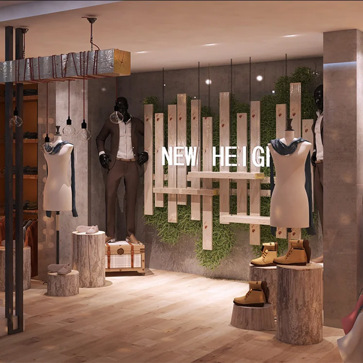 Fashion Mens Clothing Shop Interior Design Custom Men Clothes Store Fixtures Decoration Luxury Menswear Shop Display Furniture