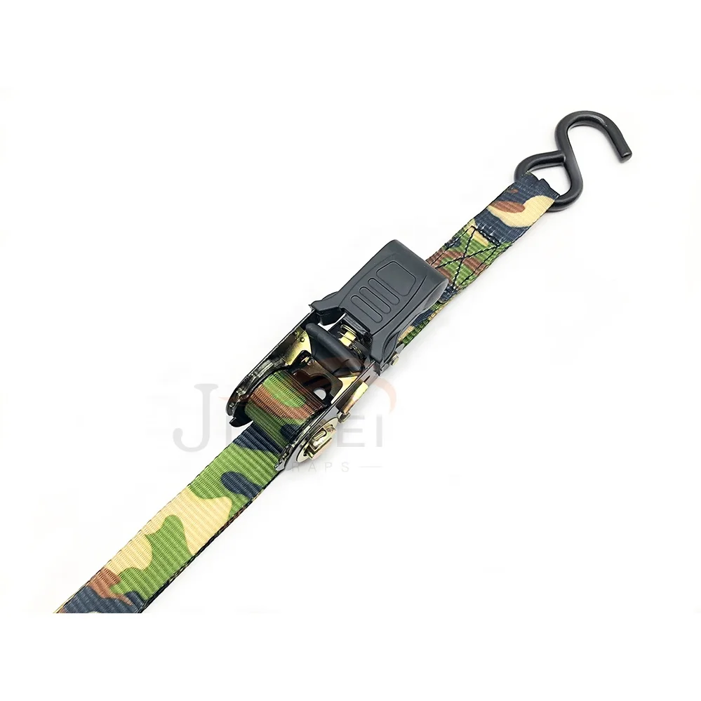 camo ratchet tie Down Straps with S-hook Small Camo Ratchet Strap Cargo Lashing Strap Rustproof Kayak 25mm/1inch