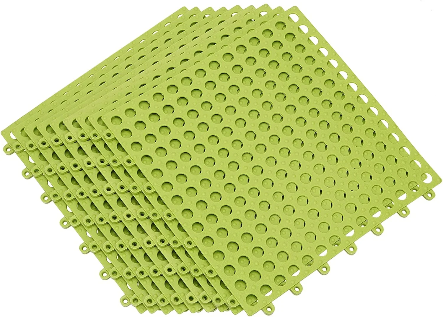 Modular Removable Interlocking Rubber Floor Tiles With Drain Holes Non-Slip Garage Floor Tile for Bathroom Swimming Pool