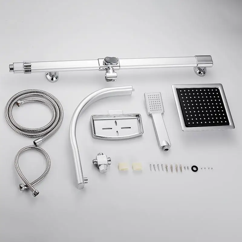 Holmine New Aluminum Alloy Shower Set with Soap Dish Hand Shower Set Thermostatic Faucets Mixer Shower