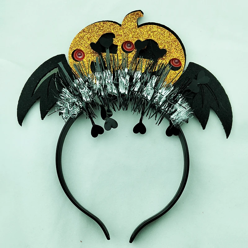 New Halloween hat Headband LED Flashing Pumpkin Witch Hat devil horns Headwear for Festive Celebrations