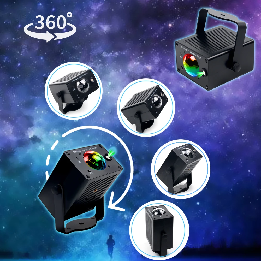 USB Star Decoration Night Light Multicolor DJ Laser Nebula Projector LED Lamp Portable Stage Lighting for Wedding Birthday KTV