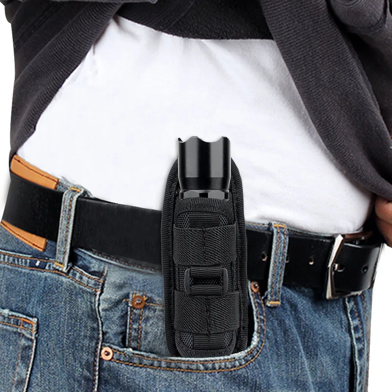 Tactical 360 Degrees Rotatable Flashlight Pouch Holster Torch Case for Belt EDC Small Torch Cover Hunting Lighting Accessories