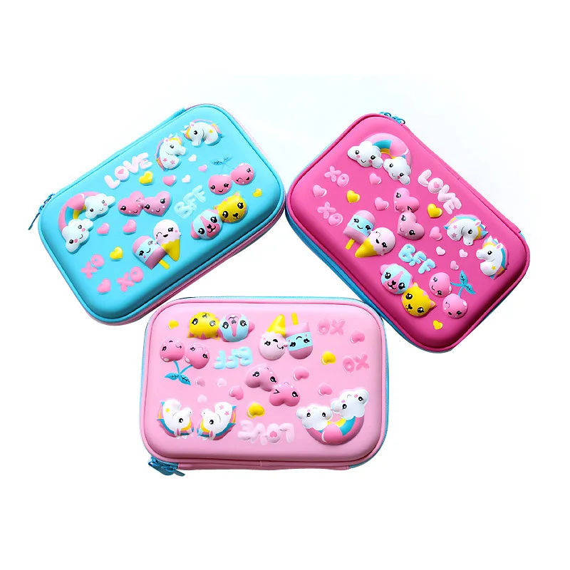 Girls cute kawaii EVA 3D Cartoon Cake dessert printing Hard Shell Stationery Box soft EVA Pencil pouch for kids gifts