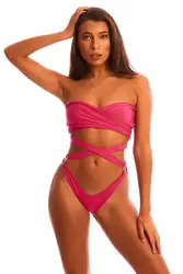 Ladies Swimwear One Piece Bikini Set Metallic Sexy String Swimsuit