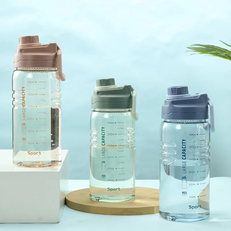 CN Warehoses Eco friendly 1.5L Sports Jug Plastic Motivational Water Bottle With Time Marker And filter For Gym Climbing