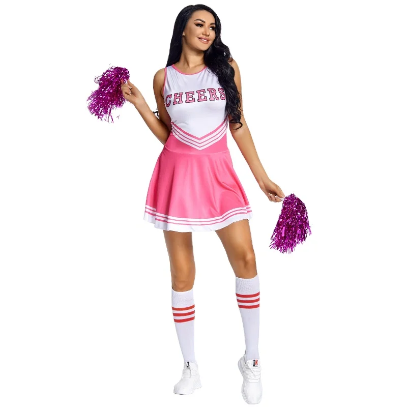 High School Glee Club Girl Cheerleader Costume Glee Style Cheerleading Varsity Cheerleader Costume Fancy Dress Uniform