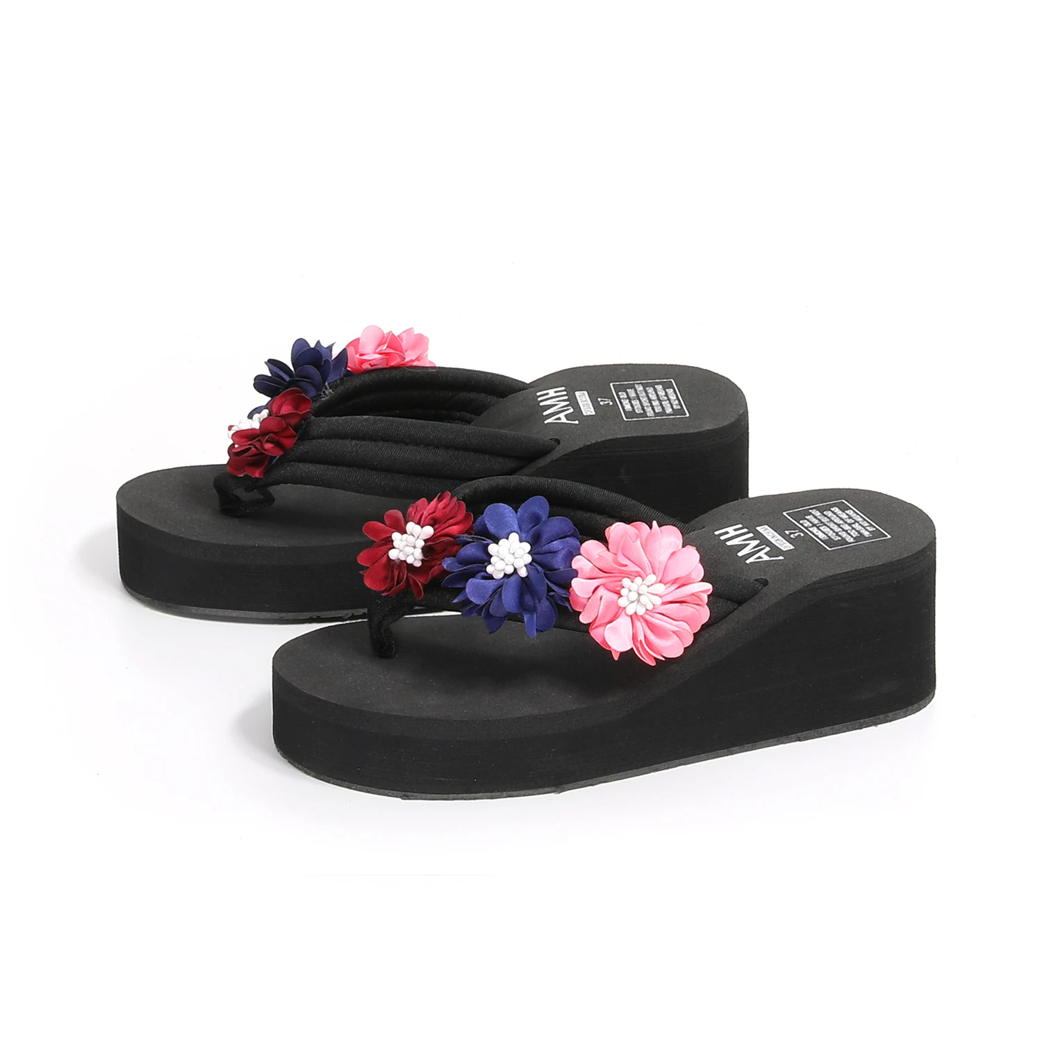 ladies heels slippers women outdoor high heel sandals slippers outdoor wedge flower wedding high heels flip flops