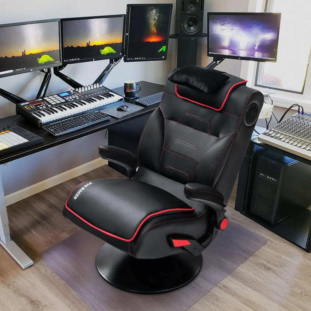 Модное черное складное музыкальное игровое кресло с динамиком, поворотное кресло с откидывающейся спинкой