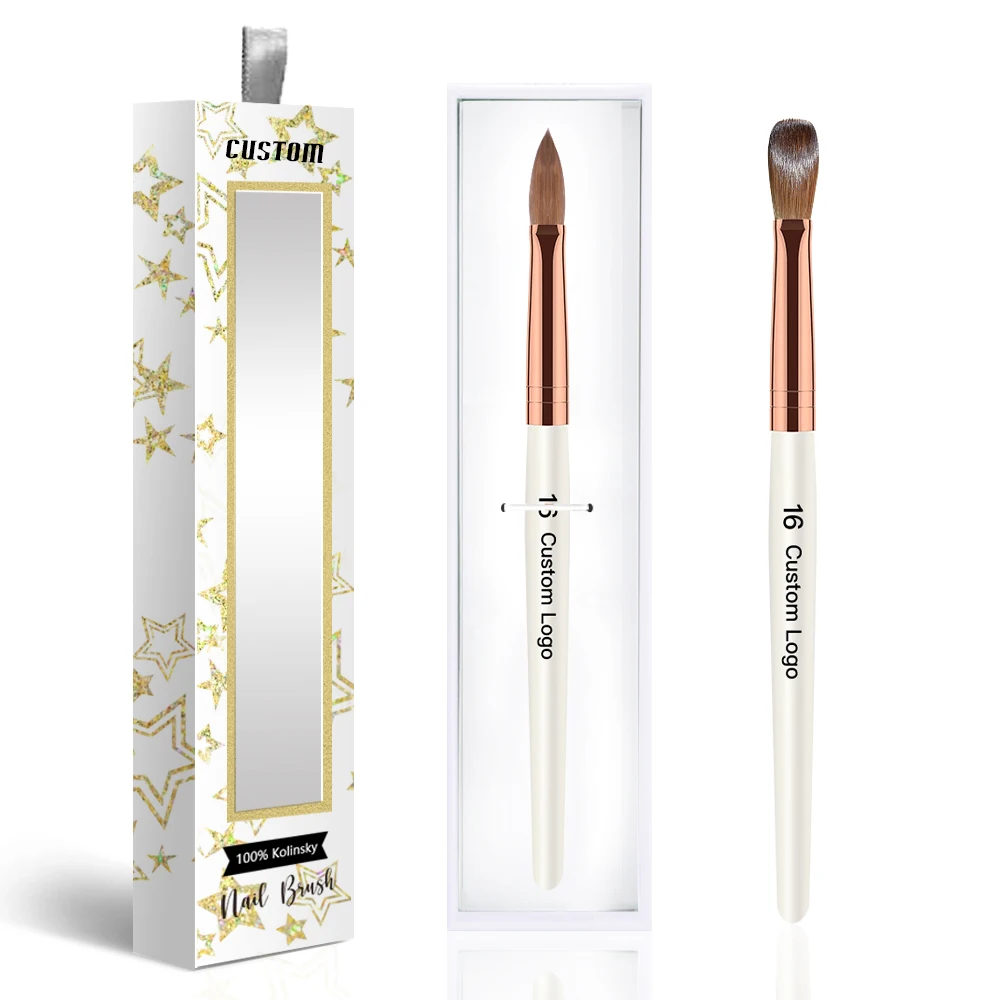 Professional Private Label Brushes Nail Art Supplies Personalized Germany 100% Kolinsky Acrylic Nail Brush 12 With Wood Handle