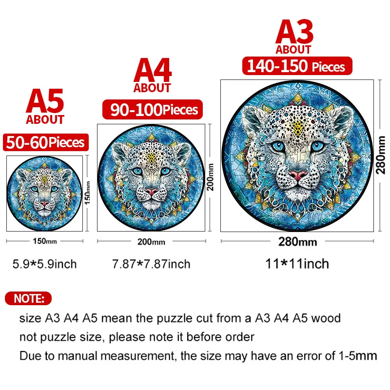 TT-Ypan-3901 Factory Custom Design Round Shaped Animals Lion Wooden Puzzle Mandala Lion Surprise Toys 3D Wood Jigsaw Puzzles
