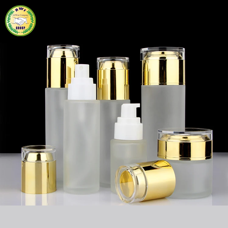 luxury skincare packaging cosmetic pump glass bottle 100ml 120ml 150ml  Makeup Lotion glass pump bottle