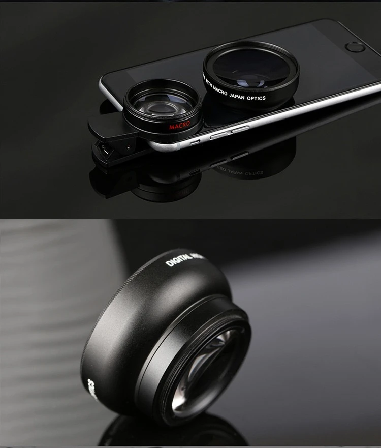 Universal Clip Smartphone Camera Lenses Anti-Distortion Selfie 0.45x Wide Angle Mobile Phone Macro Lens