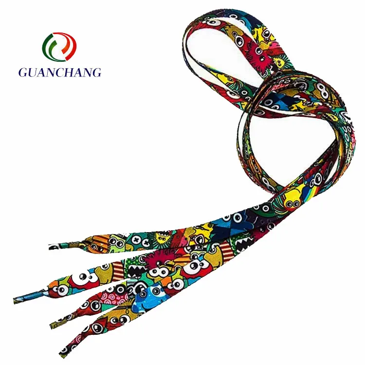 Wholesale high quality custom design your own flat fat polyester printed logo shoe laces bulk elastic shoelace for sneaker