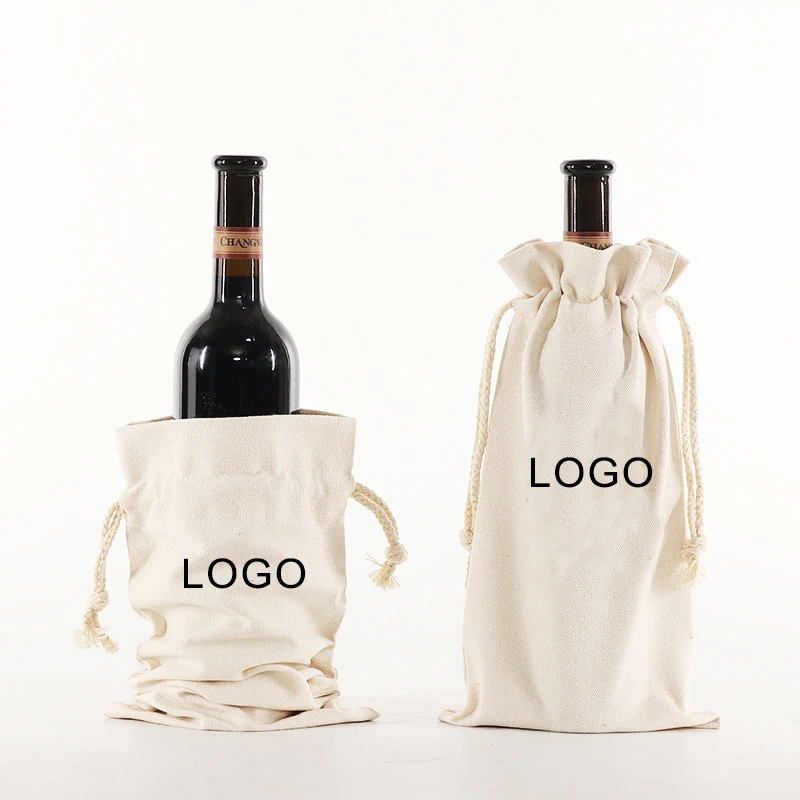 custom logo natural Large Reusable Gift Bag beach picnic party canvas fabric one 1 2 3 4 6 bottles wine Tote Bag for festival