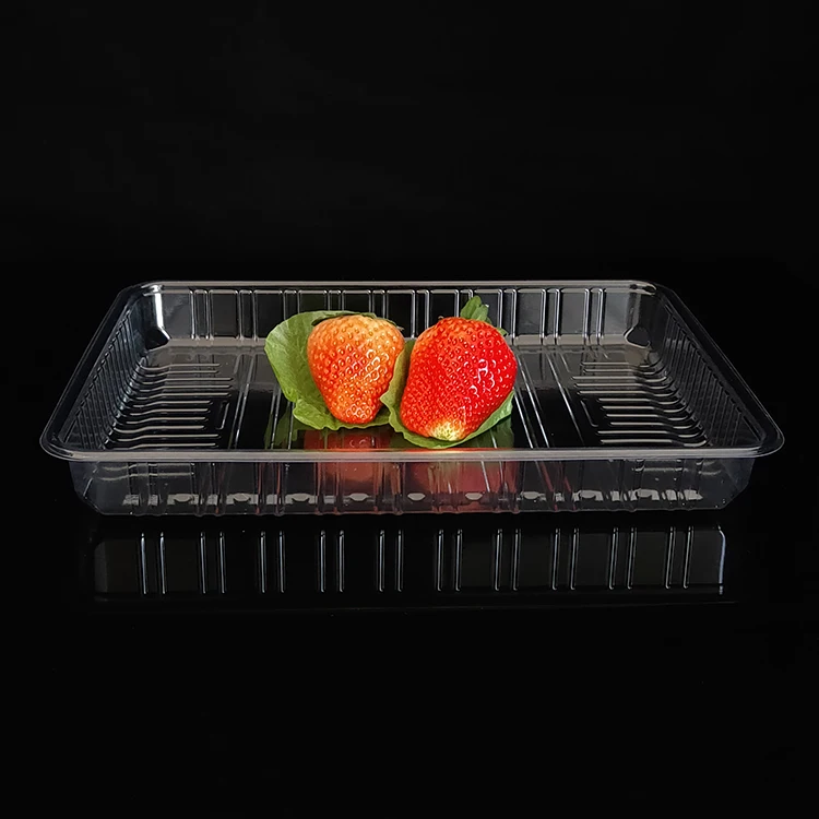Custom Green Recycled Disposable Clear  Plastic tray for Takeaway Food Stackable PET Strawberry Packaging  Tray