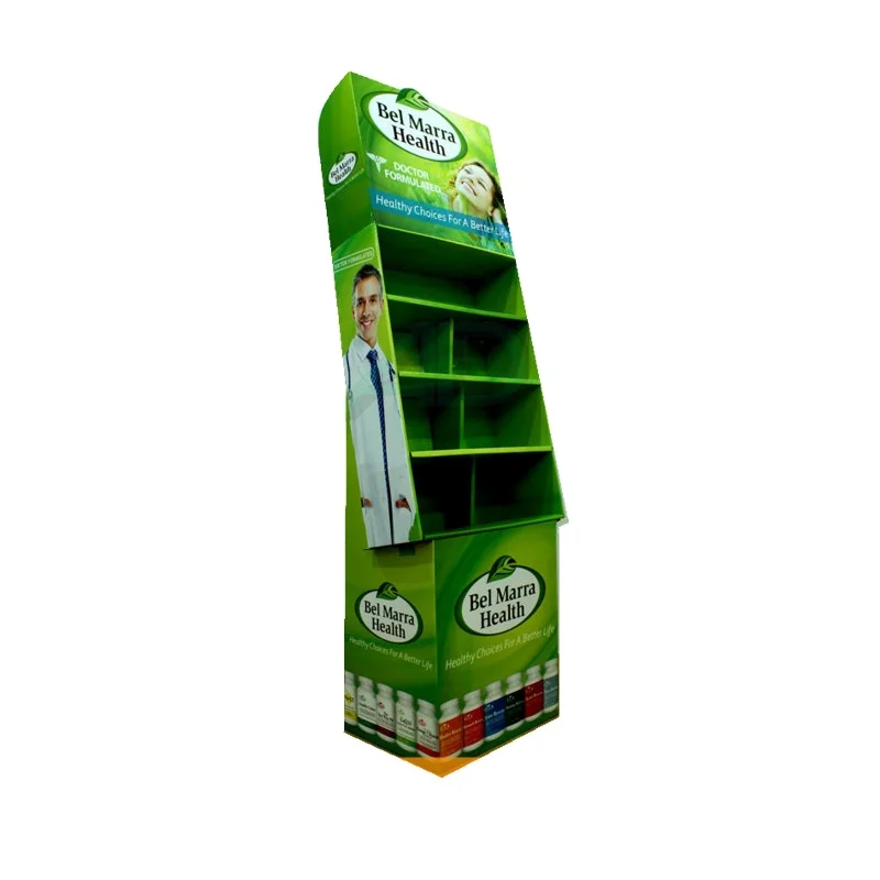 Reliable Service Custom Unit Grid Pollution Free Paper Floor Display POP Popular Medicine Magazine Cardboard Display Stand