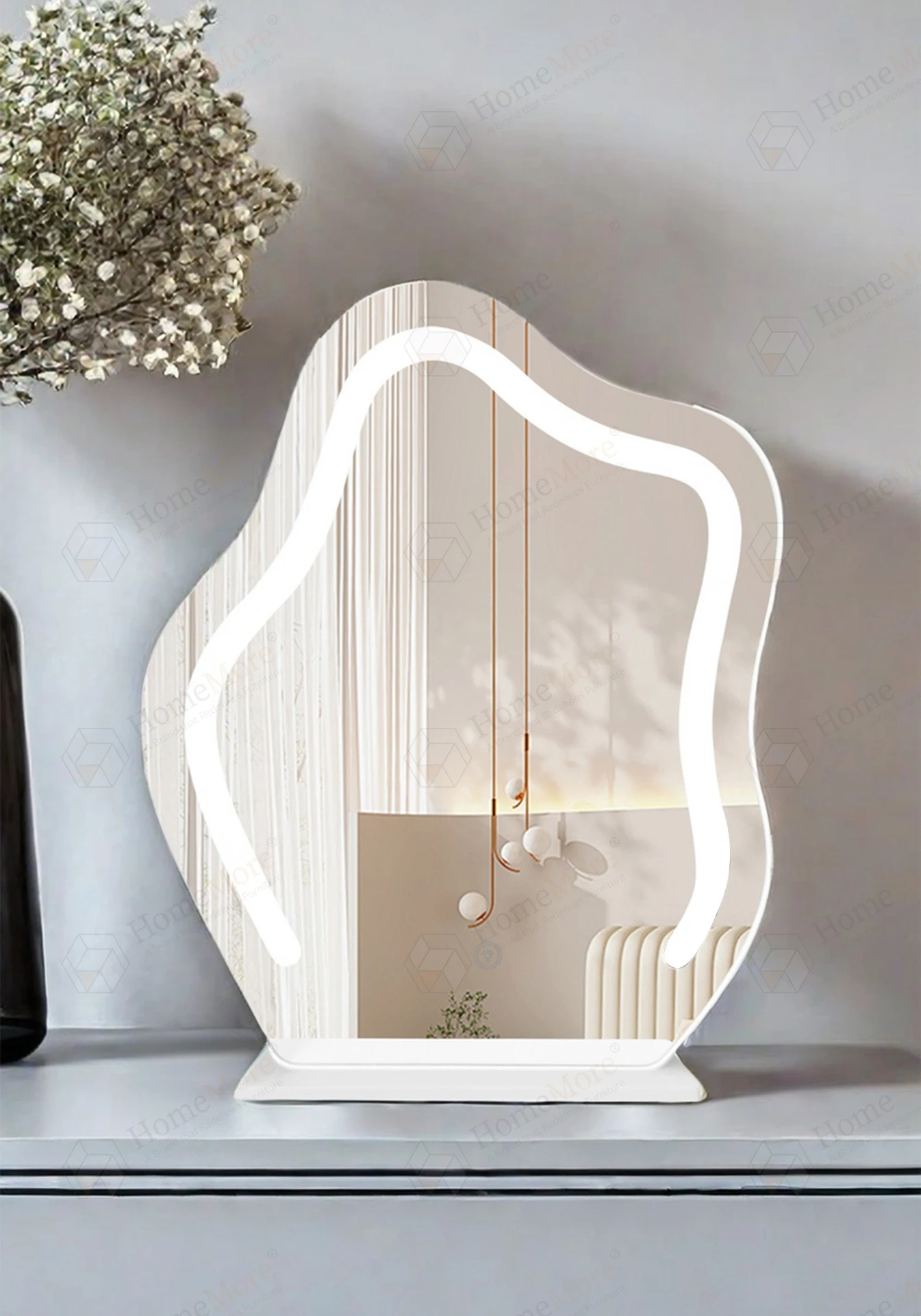 Hot sale on Irregular anti rust asymmetry Vanity LED mirror Modern design wall mounted mirror Resort Hotel Use Anti-fog