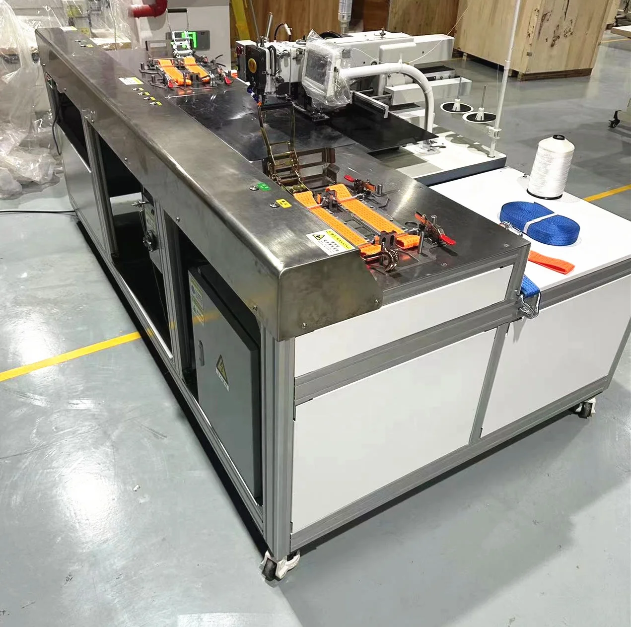 HUAMEI full automatic bundling strap sewing machine webbing pattern sewing machine