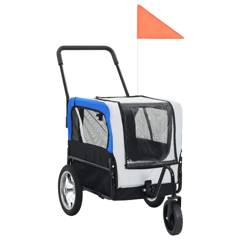 Small & Medium Sized Pet Stroller Durable Frame Pet Bike Trailer Cat Dog Bicycle Carrier with Non-Slip Floor & Internal Leash