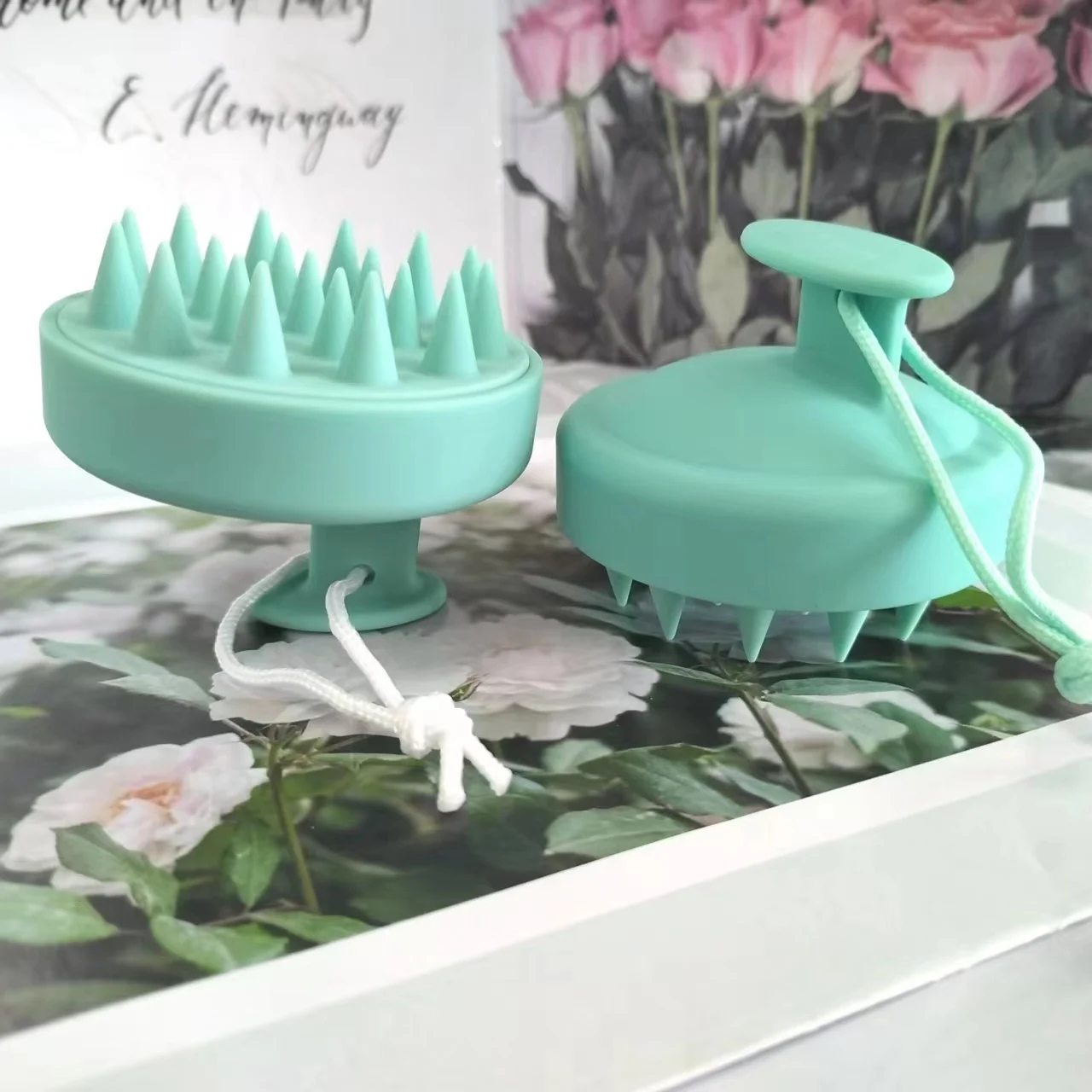 Professional Hand-Held Silicone Hair Scalp Brush with Soft Matte Finish round Hair Massager Comb for Detangling Shampoo Usage