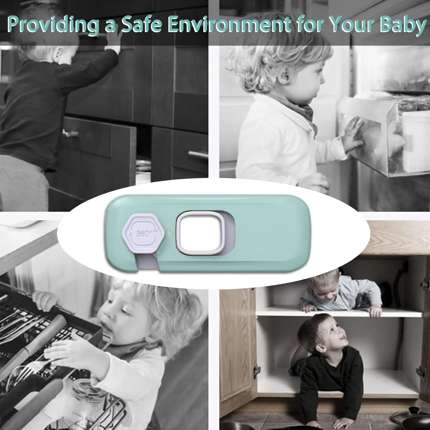 Hot Selling  Children Safety Refrigerator Lock Product ABS Refrigerator Door Lock Baby Green Gray